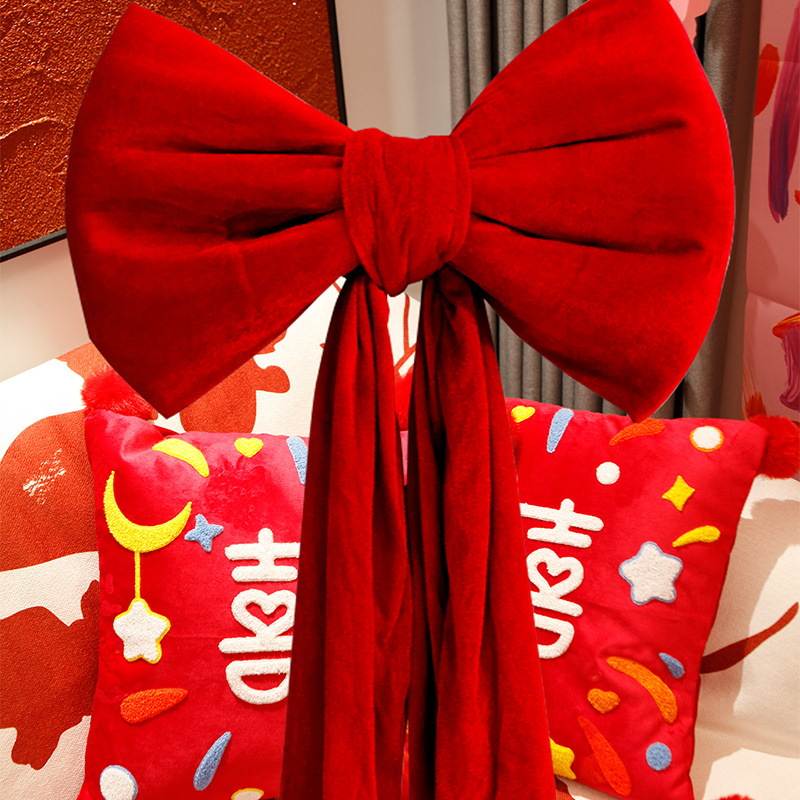 超大网红丝绒蝴蝶结婚用品袍装扮背景墙晨房拍照布置装饰结婚道具