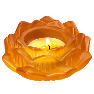 七彩琉璃蜡烛台座莲花灯长明灯座家用烛台供灯佛灯灯盏酥油灯底座