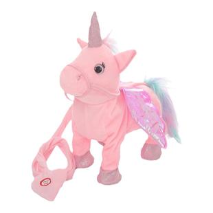 电动毛绒玩具独角兽会唱歌走路马叫牵绳飞马公仔电子宠物马玩具
