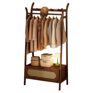 家用挂衣架卧室床边晚上放衣服神器小户型落地式床头柜衣帽架一体