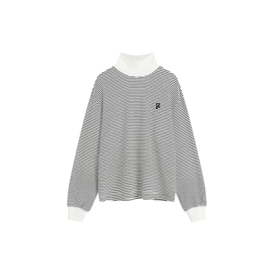 美式复古条纹高领打底衫