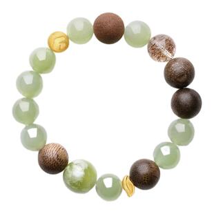 BYROOTS/抱树沉香木藏香手串女和田玉手链女黑金超七圣诞生日礼物