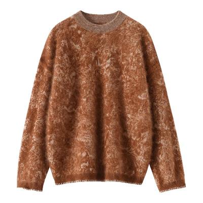 复古拉绒100%纯山羊绒加厚毛衣女