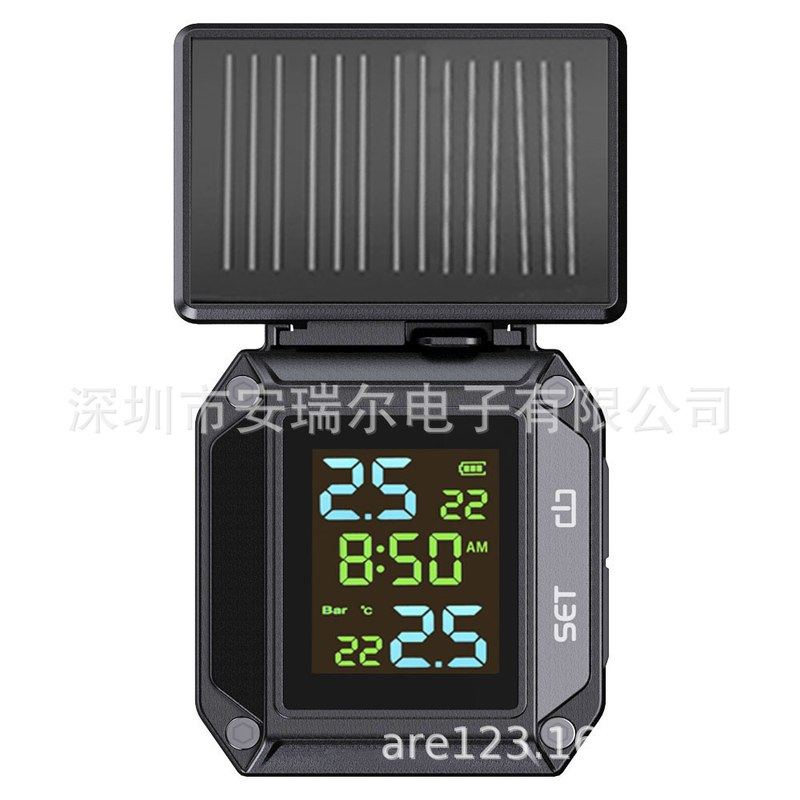 15太阳能摩托车胎压监测器机车胎压监测器TPMS压检测器无线胎