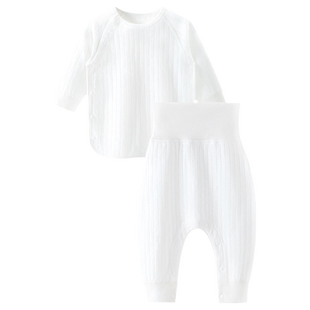 汤尼倍儿婴儿秋衣秋裤纯棉高腰护肚内衣套装分体宝宝打底开扣睡衣