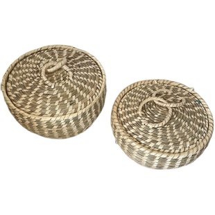 草编储物筐馒头筐鸡蛋筐收纳手工编织筐小箩筐装饰筐收纳篮茅墩子
