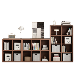 全实木书架落地置物架儿童矮书柜储物柜一体靠墙客厅收纳柜格子柜