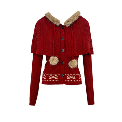 秋冬圣诞新年穿搭连帽毛衣上衣