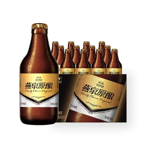 燕京啤酒经典原酿12°P白啤小黑金300ml*12瓶正品整箱装批发囤货