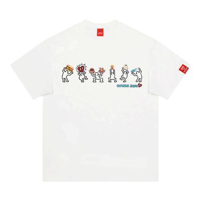 查尔斯桃心卡通小人涂鸦短袖T恤