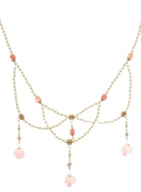 儿童项链女公主水晶挂脖女童汉服锁骨链挂坠小孩古装古风流苏饰品