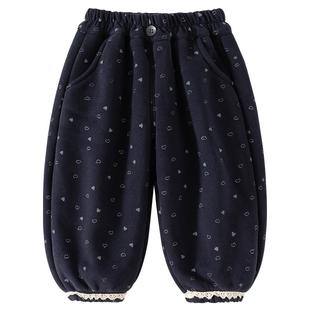 女童裤子秋冬款2025新款宝宝加绒加厚休闲裤冬季儿童保暖卫裤冬装