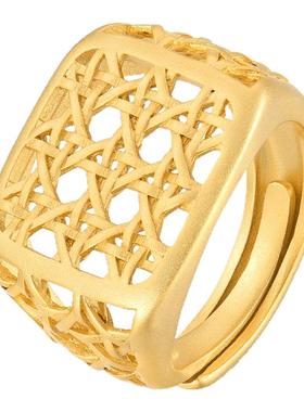 VEKE「织绫」戒指复古编织高级感轻奢宽版指环戒指女SR16667A