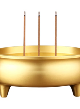 纯黄铜香炉供奉冲天耳大号家用线香檀香供佛佛具纯三件套供具套装