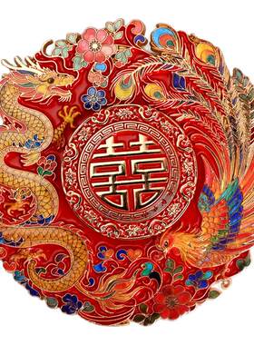 龙凤呈祥喜字可旋转冰箱贴礼品