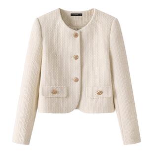 拉夏贝尔/La Chapelle法式小香风外套女秋冬新款名媛气质夹克上衣