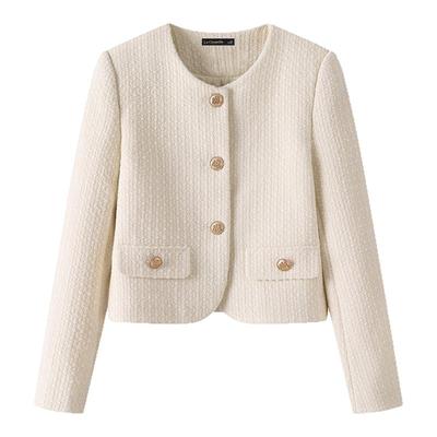 拉夏贝尔/La Chapelle法式小香风外套女秋冬新款名媛气质夹克上衣