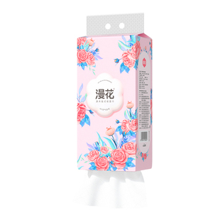 漫花悬挂式抽纸10提装家用加厚面巾纸原生木浆整箱实惠装