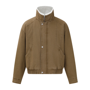 wtmp日系复古立领工装毛里棉服男女冬季宽松休闲加厚保暖夹克棉服