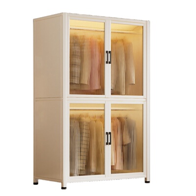 安居客金属衣柜儿童卧室家用钢制衣服收纳柜小户型成品柜简易组装