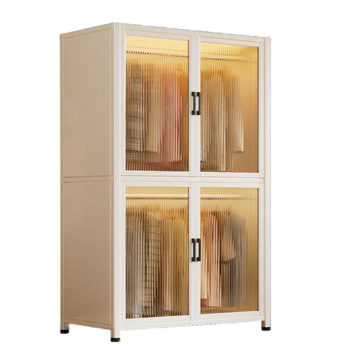 安居客金属衣柜儿童卧室家用钢制衣服收纳柜小户型成品柜简易组装