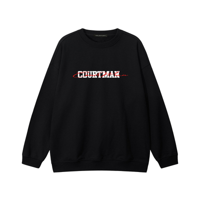 COURTMAN野球帝简约飘带logo圆领卫衣男秋季新款套头宽松长袖上衣