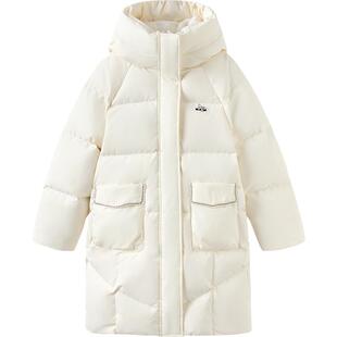 巴拉巴拉女童羽绒服中大童长款加厚外套冬装新款童装儿童白色上衣