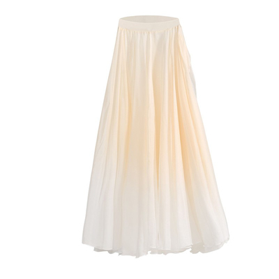 黄白渐变古典舞大摆裙