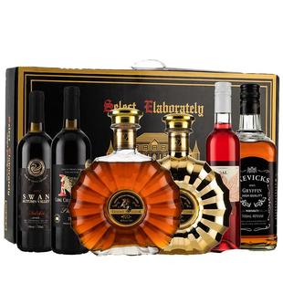 龙船金爵士XO白兰地威士忌洋酒基酒调酒原酒进口干红葡萄酒六组合