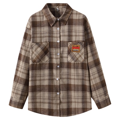 宽松韩风纽扣长袖棉衬衫