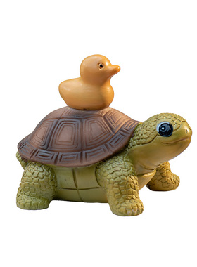 看书兔子小乌龟桌面树脂摆件