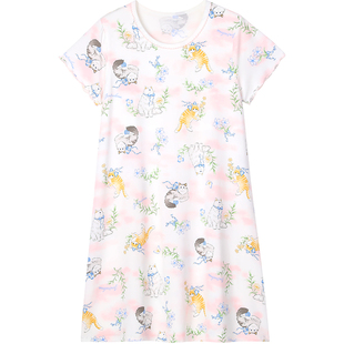 久岁伴儿童睡裙女童短袖薄款春夏莫代尔睡衣中大童家居服连衣裙