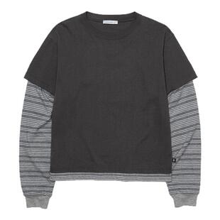 LOW CLASSIC 26春夏新款男女同款假两件拼接条纹T恤衫银泰百货