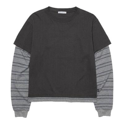 LOW CLASSIC 26春夏新款男女同款假两件拼接条纹T恤衫银泰百货