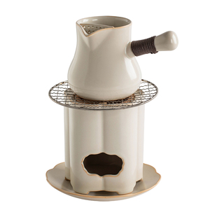 叁旬问鼎碳炉煮茶炭火小木炭煮茶器家用围炉养生苏打釉侧把壶陶壶