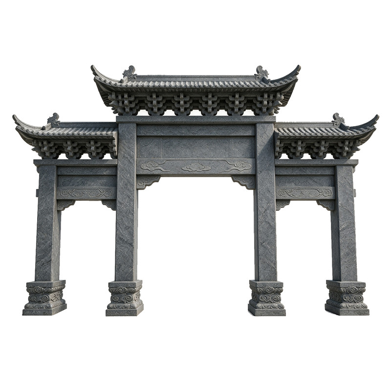 石雕村口牌楼牌坊单门石牌坊大型石门楼景区寺庙山门花岗岩定制