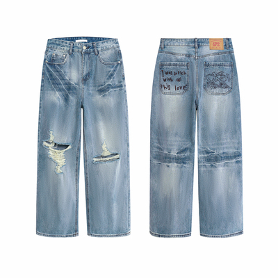 15GET美式破洞牛仔裤