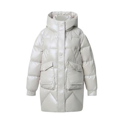 女士亮面免洗中长款韩版宽松棉衣