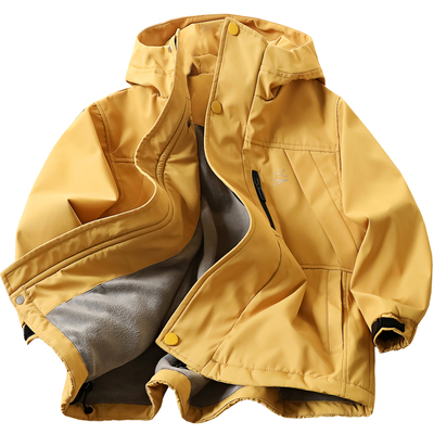 男童百搭密密绒连帽冲锋衣