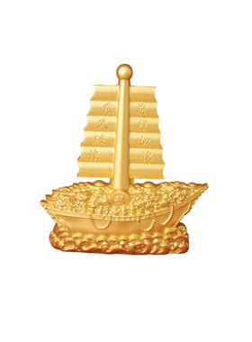 一帆风顺帆船沙金招财摆件 满载元宝 店铺开业居家办公室摆件