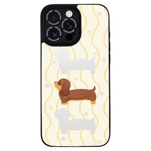 COCOLUNA 原创腊肠镜面小狗图案磁吸适用于苹果15Pro/16Pro/16ProMax 相机保护键腊肠狗萌宠iphone17