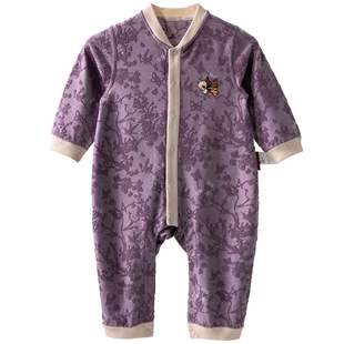 [繁花信使]aqpa爱帕宝宝秋冬新品长袖前开连体衣雕花工艺哈衣爬服