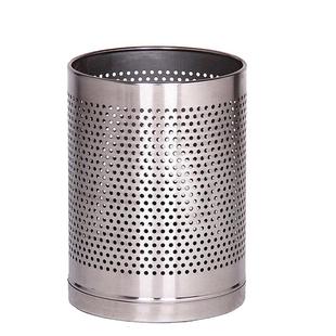 带孔不锈钢垃圾桶冲孔镂空客房浴室加厚无盖圆形纸篓家用卫生间筒