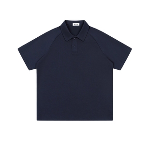 悟空有货复古日系纯色短袖POLO衫男夏季潮牌宽松百搭休闲翻领体恤