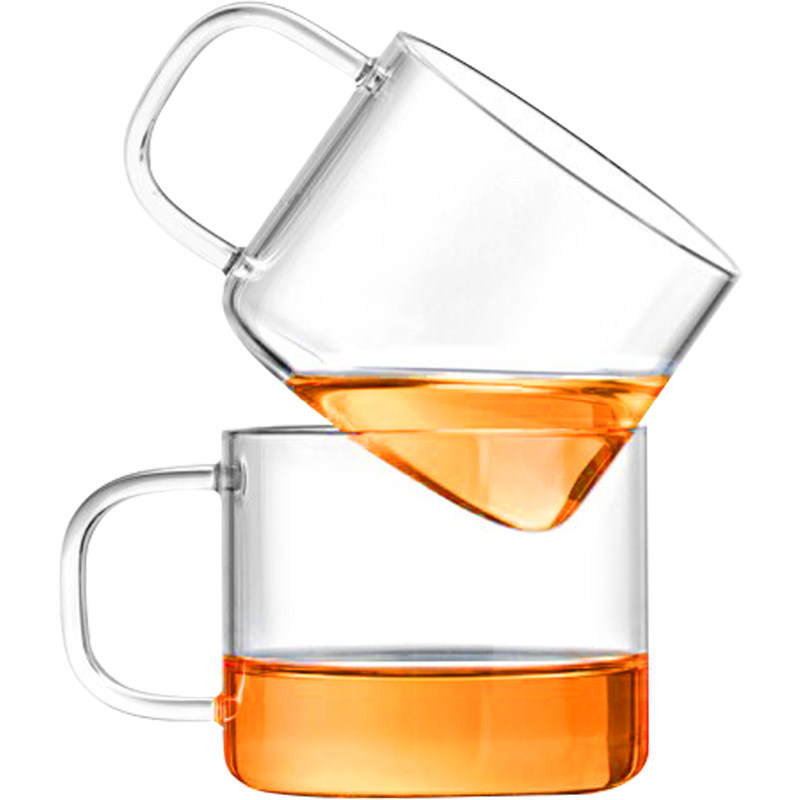 尚明玻璃杯耐热带把小茶杯迷你小号咖啡杯子透明功夫茶具品茗杯