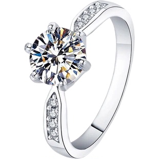 1克拉仿真莫桑钻戒指男士女款情侣一对戒订结婚求婚指环情人礼物