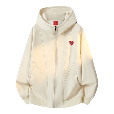 查尔斯桃心 美式解构加绒套装男女秋冬季加厚开衫卫衣休闲运动裤