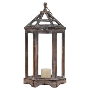 美式复古怀旧实木铁艺风灯藤编灯笼蜡台摆件鸟笼户外花园庭院装饰