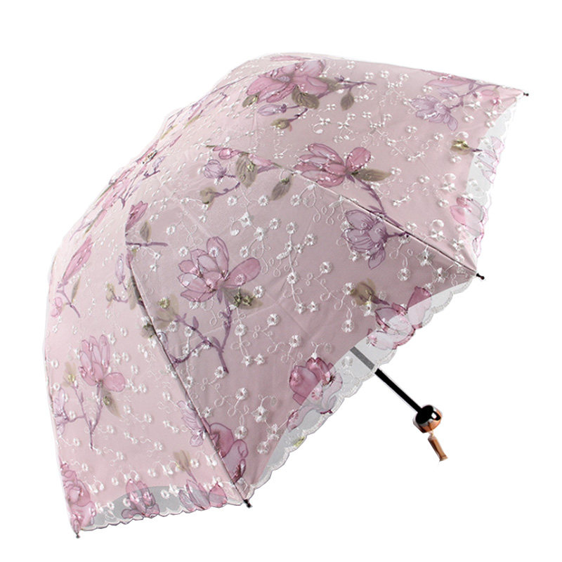 遮阳伞防紫外线女双层蕾丝绣花