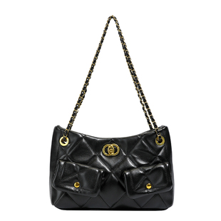 菱格链条托特包女软皮大容量腋下包黑色单肩包休闲百搭高级感通勤